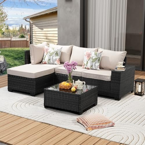 OUTSUNNY 5 PIECE MODULAR PATIO SET WITH BEIGE CUSHIONS FPL-OUT537-BG-5PC