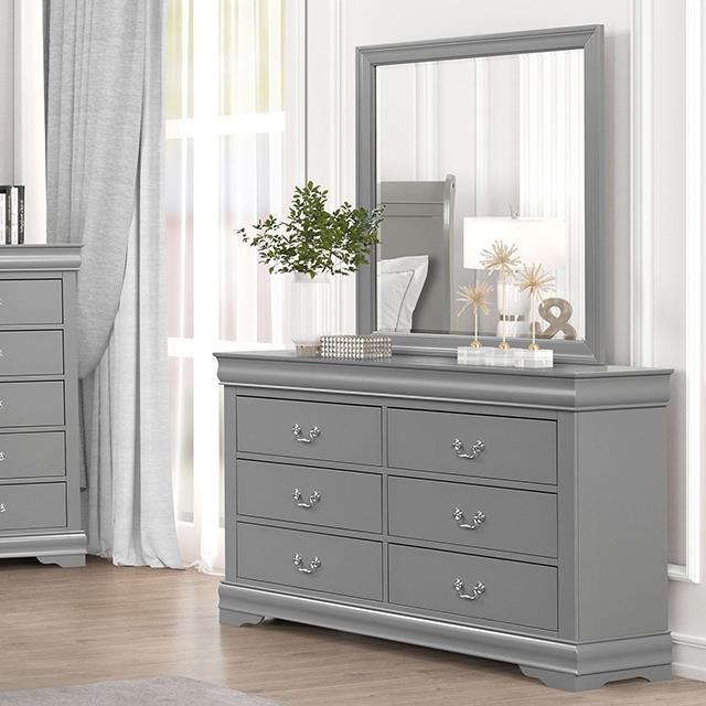 DRESSER WITH MIRROR GREY LOUIS PHILIPPE III