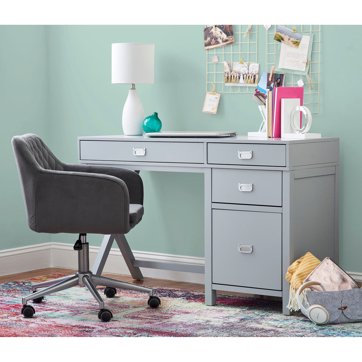 PEGGY GREY SIDE STORAGE DESK-862272GRY01U