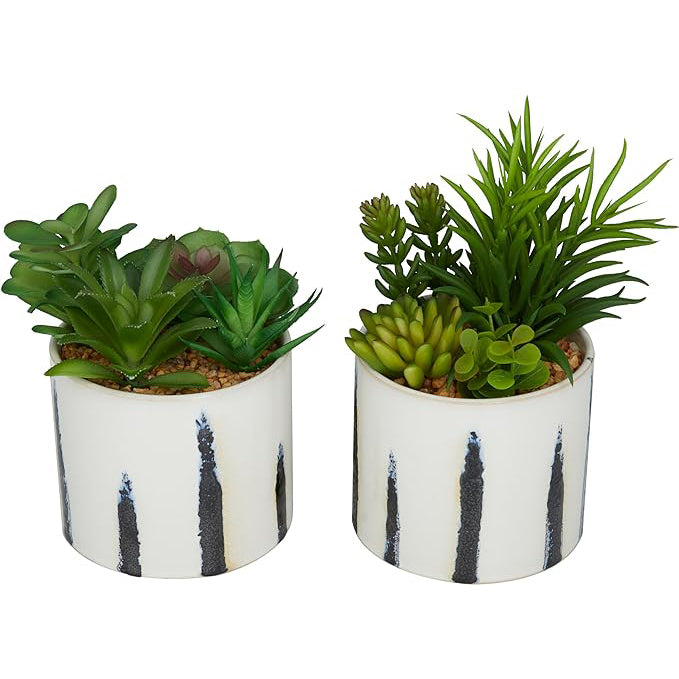 ARTIF SUCCULENT W/ CER POT S/2  9", 7"H 30375