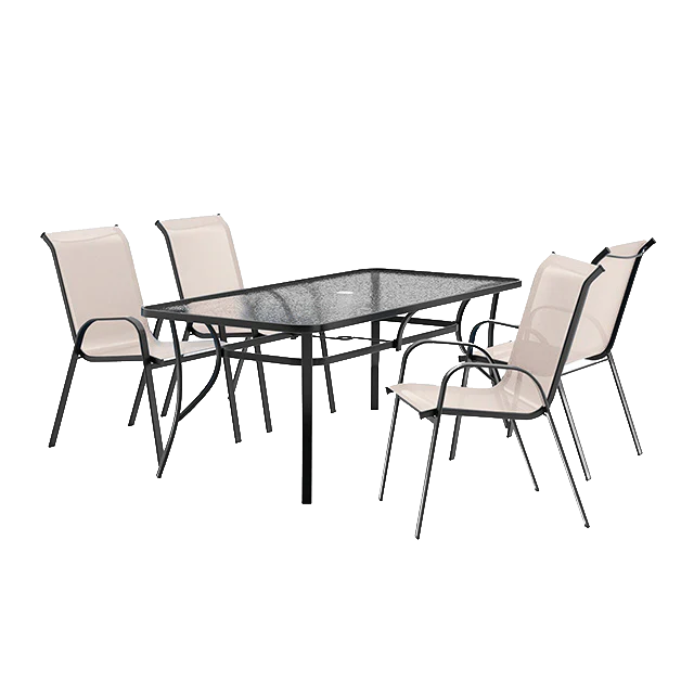 HANOVER 5 PIECE OUTDOOR DINING SET LA-D012BK-5PC-SV