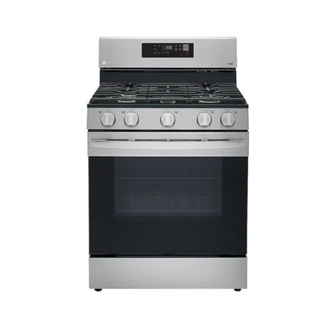 LG  30 INCHES STAINLESS STEEL FREE STANDING GAS RANGE 5 BURNERS Wi-Fi ENABLED EASY CLEAN