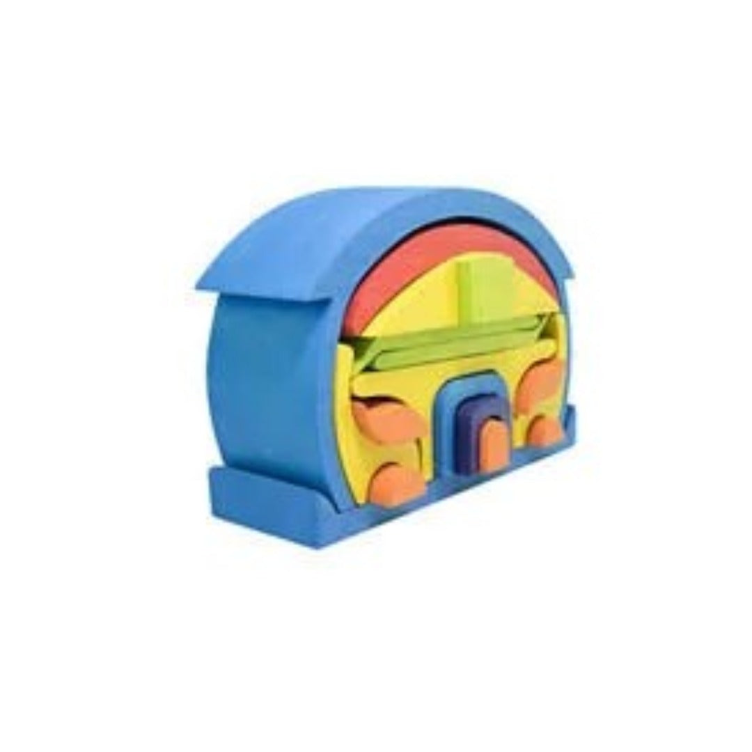 WALDORF WOODEN BLUE ROOF HOUSE TOY K003-W0068-04-026-003