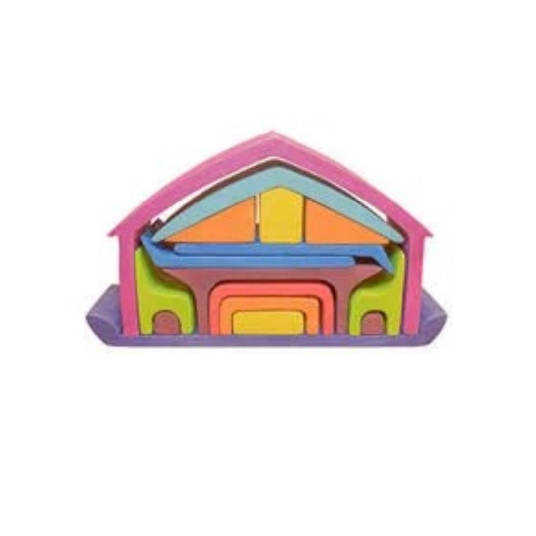 WALDORF WOODEN PURPLE ROOF HOUSE TOY