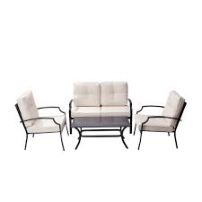 NODDY BROWN 4-PIECE METAL PATIO CONVERSATION SET WITH BEIGE CUSHIONS LA-L005BG-4PK