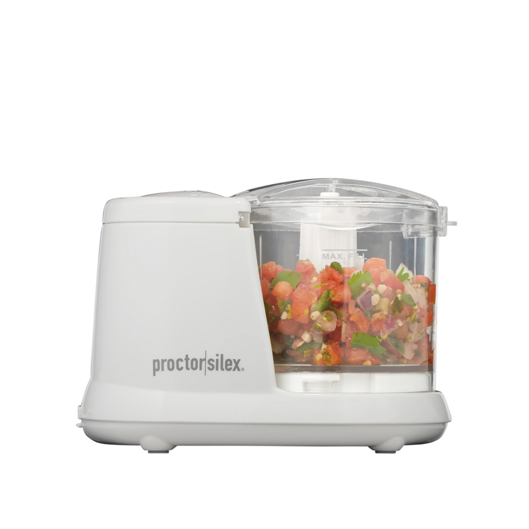 PROCTOR SILEX 1.5 CUP FOOD PROCESSOR WHITE WITH STAINLESS STEEL BLADES - CHOP/PUREE/EMULSIFY