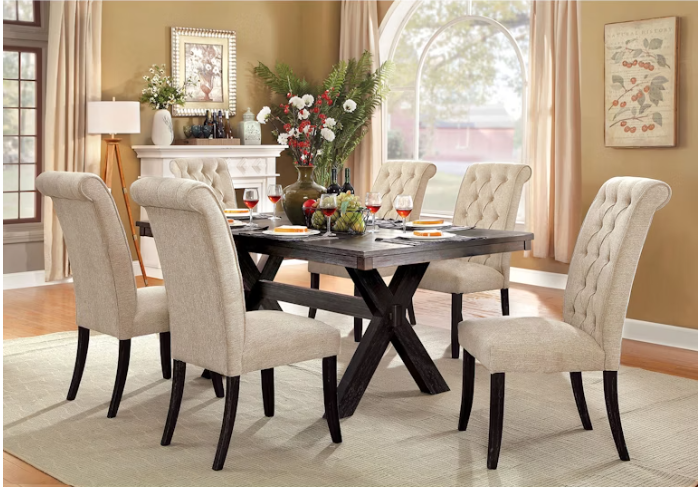 7 PC DINING TABLE SET XANTHE (23-P281) WITH SIDE CHAIRS - 2 PK (23-P276)