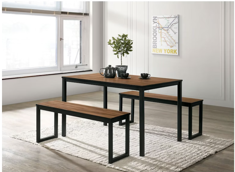 3 PC DINING SET TRIPOLI WALNUT/BLACK (24-P422)