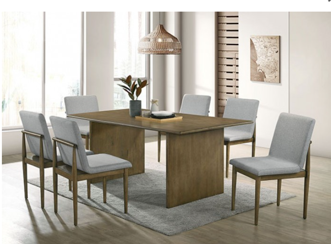 7 PC DINING TABLE SET ST GALLEN NATURAL TONE/LIGHT GREY (24-P407/23-P302)