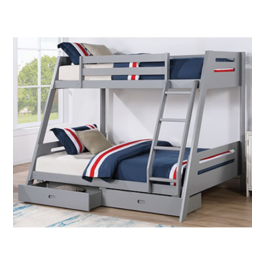 TWIN/FULL BUNK BED GREY (4-P306)