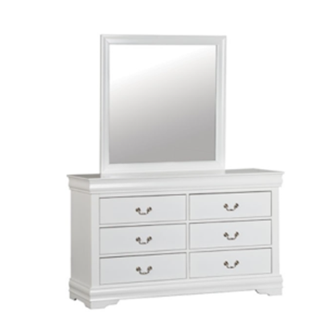 DRESSER WITH MIRROR WHITE LOUIS PHILIPPE III