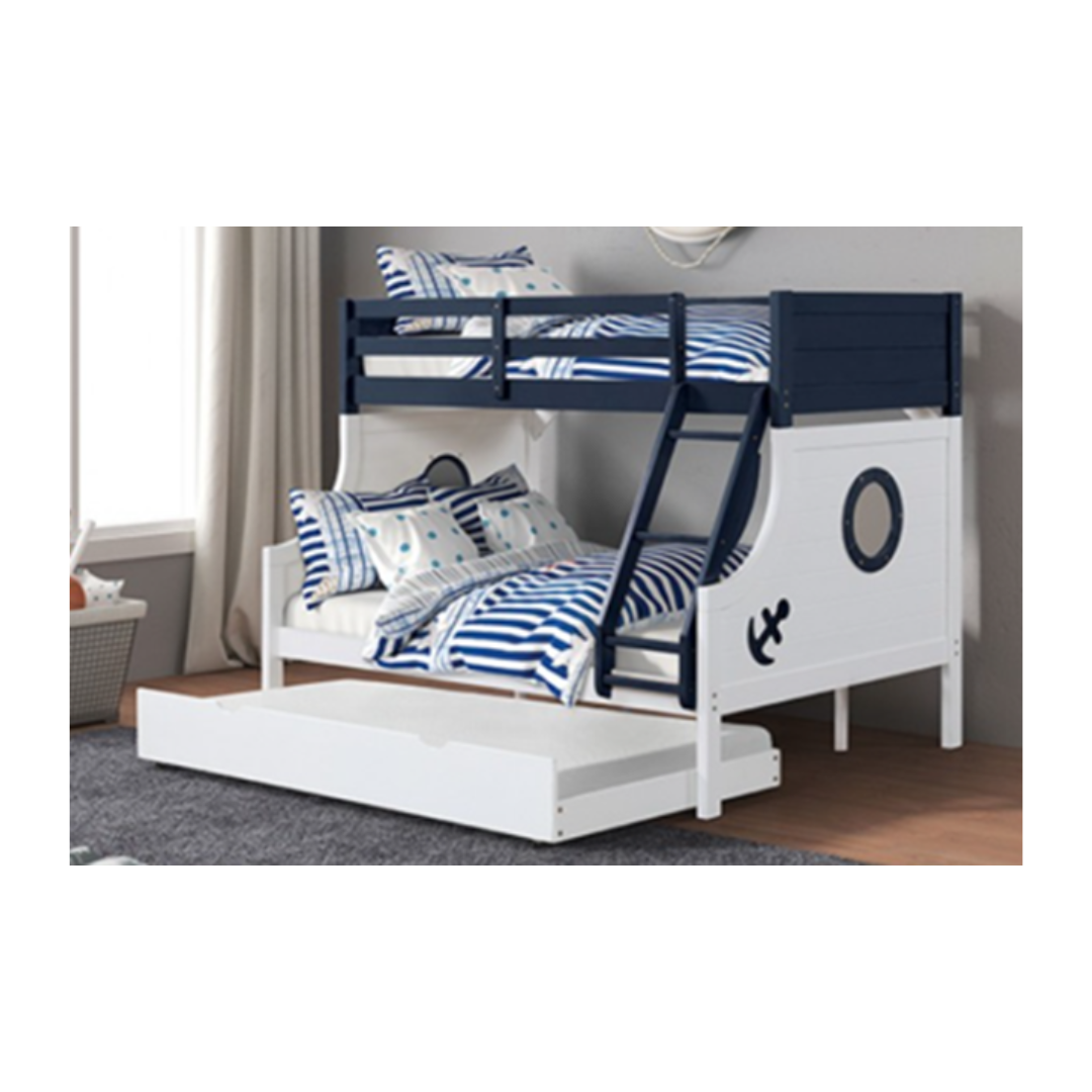 TWIN/FULL BUNK BED W/TRUNDLE NAUTIA (24-P286)