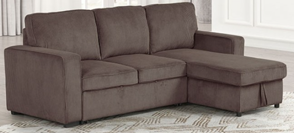 SLEEPER PULL OUT SECTIONAL REVERSIBLE CHAISE WITH STORAGE BWN YVES (24-P827)