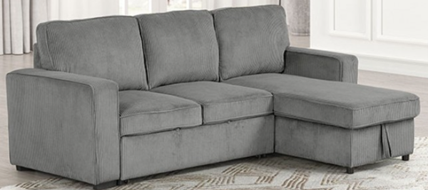 SLEEPER PULL OUT SECTIONAL REVERSIBLE CHAISE WITH STORAGE DARK GREY YVES (24-P827)